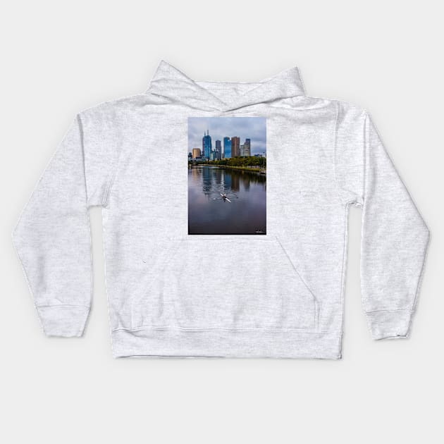 Melbourne Skyline from the Swan Street Bridge, Melbourne, Vic, Australia. Kids Hoodie by VickiWalsh